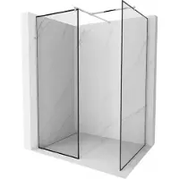 Mexen Kioto douchewand Walk-in 90 x 80 , zwart frame, chroom - 800-090-202-01-70-080