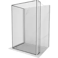 Mexen Kioto douchescherm Walk-in 140 x 110 x 40 , zwart frame, wit - 800-140-110-221-20-70-040