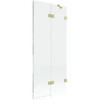 Mexen Lunar badscherm 2-delig rechts 80 x 150 , transparant, goud geborsteld - 897-080-100-55-00-P