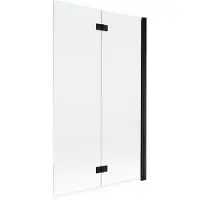 Mexen Mist badwand 2-delig rechts 110 x 150 , transparant, zwart - 8A9-110-002-70-00-P