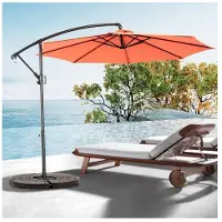 MUVOE Dubbelzijdige rechthoekige parasol van 4,5 m met een zwengel (oranje). (zonder voet)