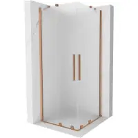 Mexen Velar Duo schuifdouchecabine 90 x 90 , matglas, geborsteld koper - 871-090-090-32-65