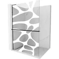 Mexen Kioto+ L douchewand met plank Walk-in 100 x 200 , witte golf, zwart - 800-100-123-70-97