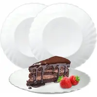 Kadax Dessertborden van gehard glas, set van 3, eenvoudige borden, taartborden, slaborden, ronde ontbijtborden, eetborden, vaatwasmachinebestendig (diameter 20 cm, wit)