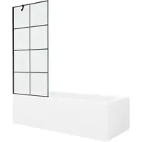Mexen Vega rechthoekig bad 180 x 80 met ombouw en 1-vleugelig scherm 80 , zwart patroon - 550118080X9508007077