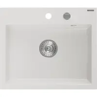 Mexen Oscar granieten spoelbak 1-kompartment 580 x 490 , wit, sifon chroom - 6519581000-20