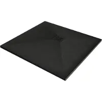 Mexen Stone+ composiet kwadrant douchevloer 80 x 80 , zwart, zwarte afdekking - 44708080-B