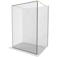 Mexen Kioto vrijstaande douchewand 120 x 200 , zwart kader 8 mm, geborsteld goud - 800-120-002-55-70