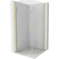 Mexen Mist halve ronde scharnierende douchecabine 80 x 80 , transparant, goud geborsteld - 8A31-080-080-55-00