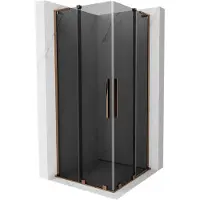 Mexen Velar L Duo schuifdouchecabine 90 x 90 , grafiet, roze goud - 871-090-090-02-43-60