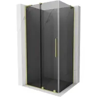 Mexen Velar L douchecabine schuifdeur 90 x 70 , grafiet, geborsteld goud - 871-090-070-43-55