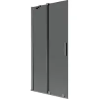 Mexen Velar badwand 2-delig schuifbaar 90 x 150 , grafiet, geweergrijs geborsteld - 896-090-000-41-66