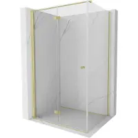 Mexen Mist-F opvouwbare douchecabine links 110 x 85 , transparant, geborsteld goud - 8A6T-110-085-55-00-L