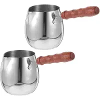 ABOOFAN 2St Roestvrijstalen Turkse Koffiepot Met Ergonomisch Houten Handvat