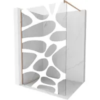 Mexen Kioto douchewand Walk-in 110 x 200 , witte golf 8 mm, geborsteld koper - 800-110-101-65-97