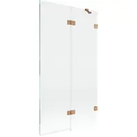 Mexen Lunar badwand 2-delig rechts 100 x 150 , transparant, geborsteld koper - 897-100-100-65-00-P