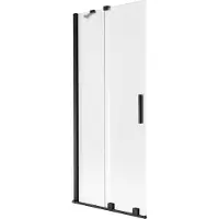 Mexen Velar 2-delige schuifbare badwand 85 x 150 cm, matglas, zwart - 896-085-000-31-70
