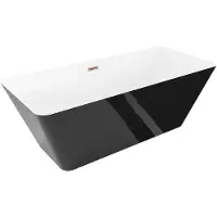 Mexen Velo Slim vrijstaande badkuip 170 x 75 , wit/zwart, overloop roze goud - 52811707575-60