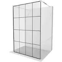 Mexen Kioto vrijstaande douchewand 130 x 200 , zwart raster 8 mm, chroom - 800-130-002-01-77