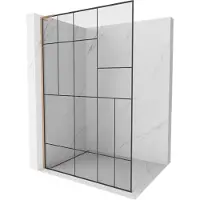 Mexen Kioto L douchewand Walk-in 120 x 200 , zwart patroon, geborsteld koper - 800-120-103-65-78