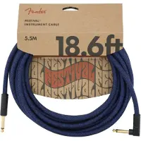 Fender Pure Hemp 18.6ft Haakse Instrumentkabel Blue Dream