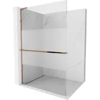 Mexen Kioto+ L douchewand met plank Walk-in 70 x 200 , transparant/matglas, roze goud - 800-070-123-60-35