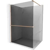 Mexen Kioto+ douchewand met plank Walk-in 140 x 200 , grafiet, geborsteld koper - 800-140-121-65-40