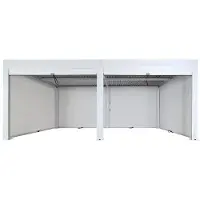 Mendler Pergola -L46 met 6x zijwand, tuinpaviljoen lamellenrolgordijn, 11cm aluminium frame, stormvast 3x6m ~ wit