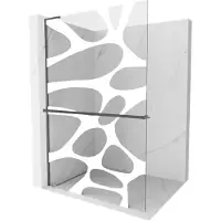 Mexen Kioto+ L douchescherm met plank Walk-in 100 x 200 , witte golf, gun gray geborsteld - 800-100-123-66-97
