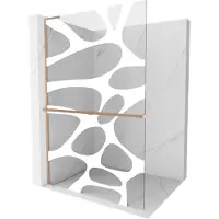 Mexen Kioto+ L Douchewand met plank Walk-in 110 x 200 , witte golf, geborsteld koper - 800-110-123-65-97