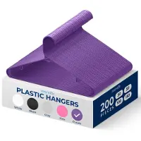 SereneLife Kleerhanger - 200 Stuks Plastic Hangers - Antislip Ruimtebesparende Kledinghangers - Duurzaam en Sterk voor Hemden, Truien, Hoodies, Kinderkleding en Jurken - Lichtgewicht - Paars