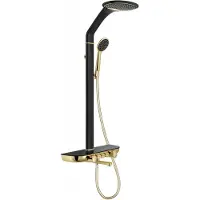 Mexen Blaze opbouw douche set met regendouche en kraan, zwart/goud - 78109-75