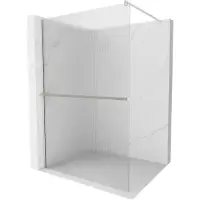 Mexen Kioto+ douchewand met schap Walk-in 110 x 200 , strepen, geborsteld nikkel - 800-110-121-97-09