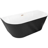 Mexen Oris vrijstaande geribbelde wandbad 170 x 80 , wit/zwart, overloop geborsteld koper - 52871708075-65