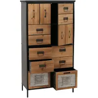 MCW Apothekerskast -O80, hoge kast met lades, vintage shabby-look 136x73x35cm, naturel