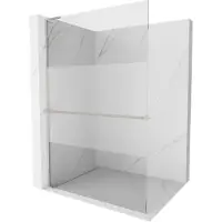 Mexen Kioto+ L douchewand met plank Walk-in 110 x 200 , transparant/gekorst, geborsteld nikkel - 800-110-123-97-35
