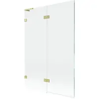 Mexen Lunar L badwand 2-delig links 120 x 150 , transparant, geborsteld goud - 897L-120-100-55-00-L