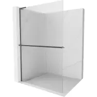 Mexen Kioto+ L Douchewand met plank Walk-in 90 x 200 , strepen, geborsteld geweergrijs - 800-090-123-66-09