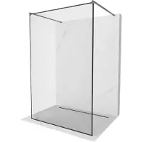 Mexen Kioto vrijstaande douchewand 120 x 200 , zwart frame 8 mm, gun metal - 800-120-002-95-70