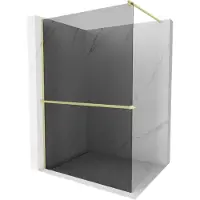 Mexen Kioto+ douchewand met plank Walk-in 100 x 200 , grafiet, goud geborsteld - 800-100-121-55-40