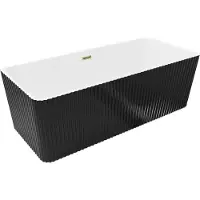 Mexen Nila vrijstaande gegroefde badkuip 170 x 75 , wit/zwart, overflow goud - 52841708075-50