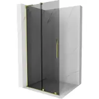 Mexen Velar L schuifbare douchewand Walk-in 120 x 200 , grafiet 8 mm, goud - 871-120-003-43-50
