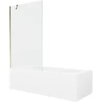 Mexen Vega rechthoekig bad 150 x 70 met paneel en 1-vleugelig scherm 100 , transparant, goud - 550115070X9510000050