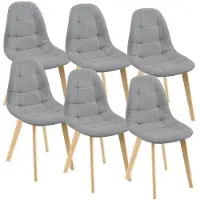 Helloshop26 Eetkamerstoelen - - Set van 6 - Lichtgrijs - 86 x 53 x 47 cm - Hedendaags ontwerp