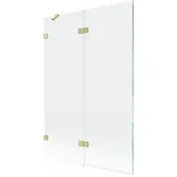 Mexen Lunar badwand 2-delig links 120 x 150 , transparant, goud geborsteld - 897-120-100-55-00-L