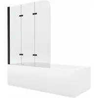 Mexen Vega rechthoekig bad 180 x 80 met ombouw en 3-delige douchewand 120 , transparant, zwart - 550118080X9012037000