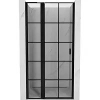 Mexen Mist L draaideur douchedeur links 100 , zwarte rooster, zwart - 8A4L-100-000-70-77-L
