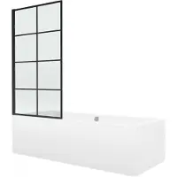 Mexen Cube rechthoekig bad 170 x 80 met ombouw en 1-vleugelig scherm 80 , zwart patroon fix - 550517080X9308007077