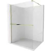 Mexen Kioto+ douchewand met plank Walk-in 80 x 200 , strepen, goud - 800-080-121-50-09