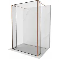 Mexen Kioto vrijstaande douchewand 150 x 30 x 30 , zwart frame, roze goud - 800-150-030-222-60-70-030